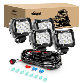 Nilight front view of four pods showing compact flood lights and wide coverage benefit