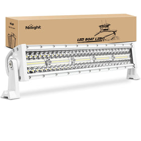 Nilight front view of 22-inch light bar showing bright navigation beams for safety