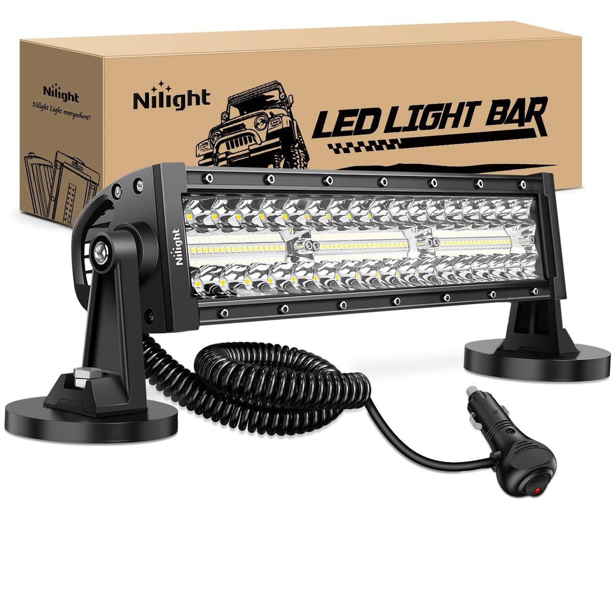 Nilight front view of light bar showing compact profile and strong illumination benefit