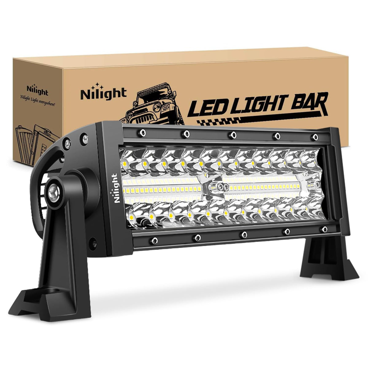 Nilight front view mounted on SUV showing powerful beam spread