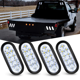Nilight front view of four oval backup lights showing bright white output and visibility benefit