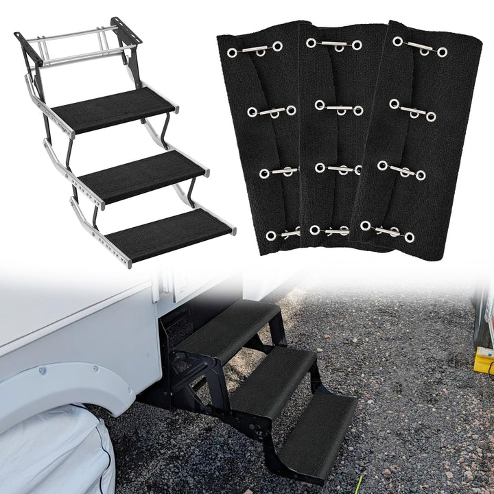Nilight front view of three black step covers showing fit and protection