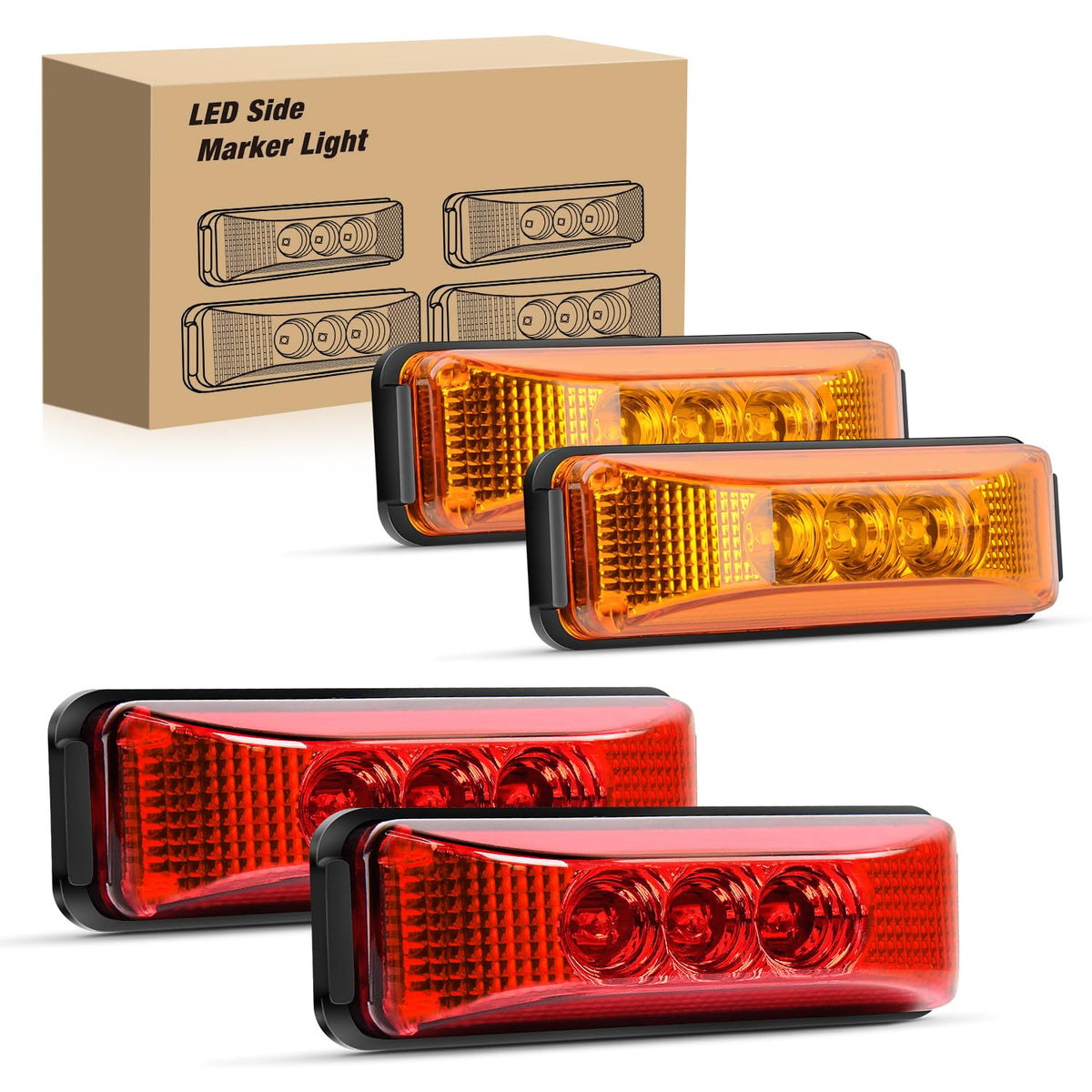 Nilight front view of four marker lights showing compact design and easy mounting
