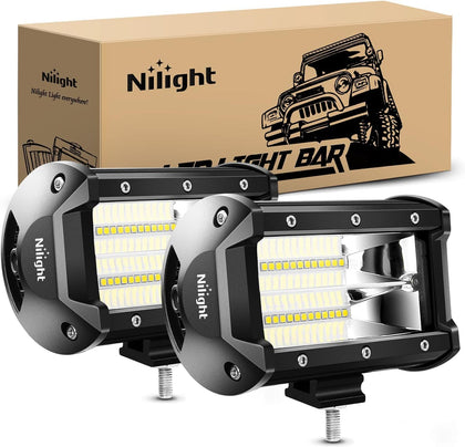 Nilight front view of paired light bars showing compact flood coverage benefit