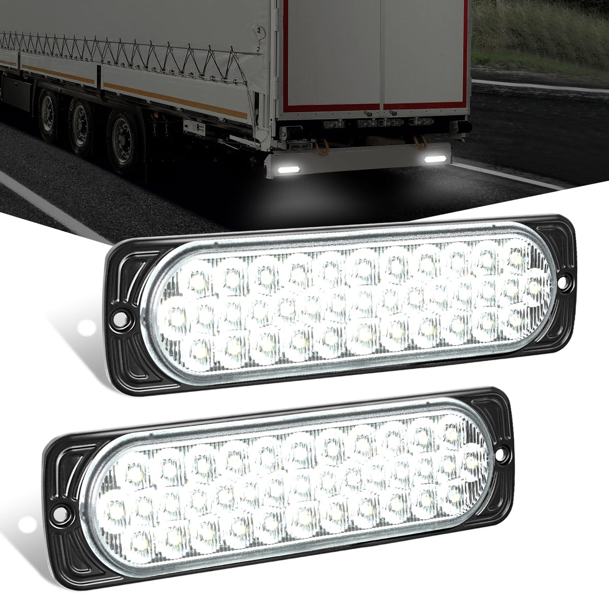 Nilight front view of paired tail lights showing lens and bright output benefit