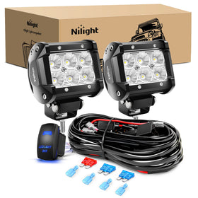 Nilight front view of two light bars showing clear lens and compact housing for bright lighting