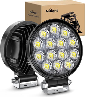 Nilight front view pair showing rugged lens and wide flood benefit