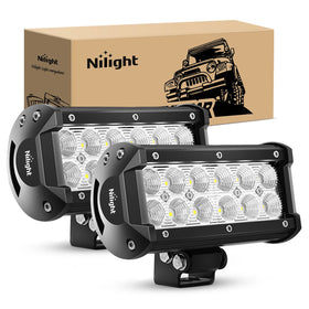 Nilight front view of two 6.5-inch LED pods showing compact housing and lens, boosts nighttime visibility