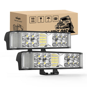 Nilight front view pair showing compact housing and bright lens for enhanced road visibility