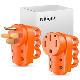 Nilight front view of 50A plug set showing full housings and benefit of complete replacement