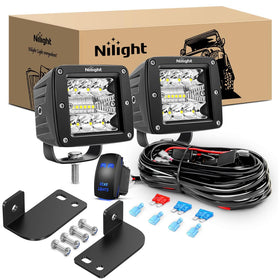 Nilight front view of LED pods showing lens and beam focus for better night visibility