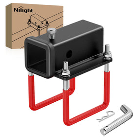 Nilight front view of 2 inch bumper receiver adapter showing fit and mounting points for secure accessory use