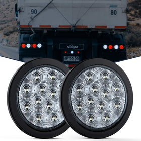 Nilight front view of round LED backup light showing bright output