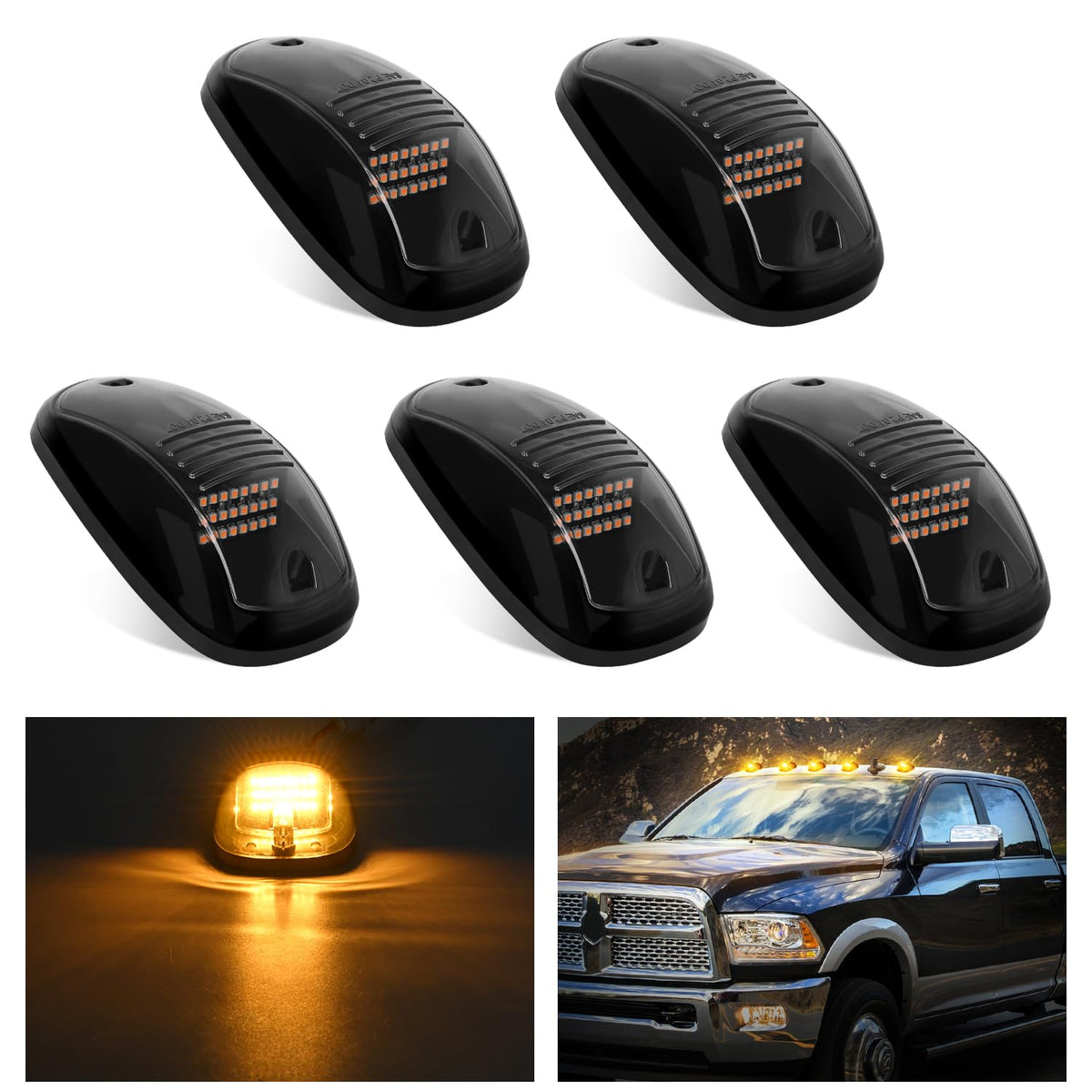 Nilight front view smoked cab marker light showing sleek design and improved visibility