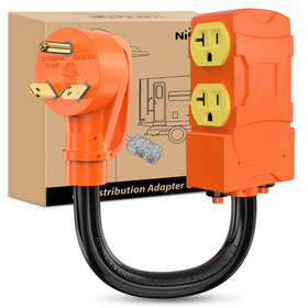 Nilight front view of adapter shows four outlets and TT-30 plug for versatile power
