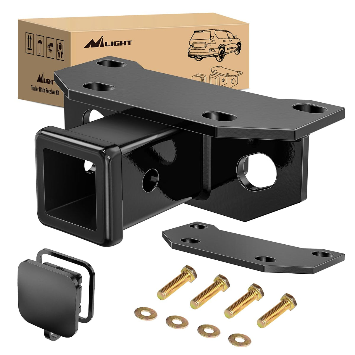 Nilight front view of hitch showing clean fit and strong frame connection benefit