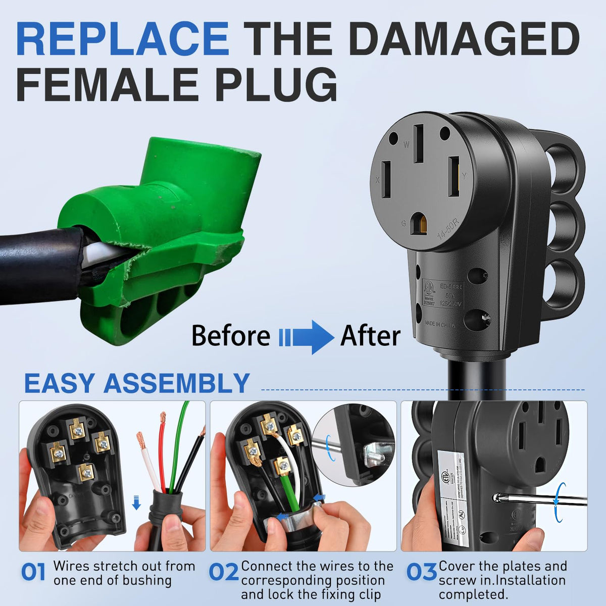 Nilight handle closeup demonstrating ergonomic grip and easier unplugging
