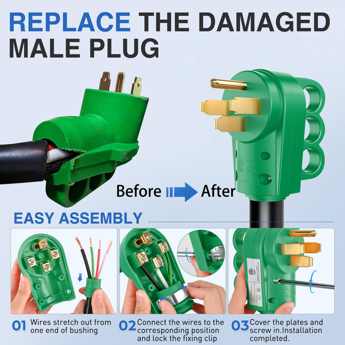 Nilight ergonomic handle close up protecting fingers and easing unplugging