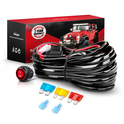 Nilight harness front overview showing complete kit and connectors for durable install