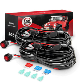 Nilight wiring harness front view showing complete kit and quick install benefit