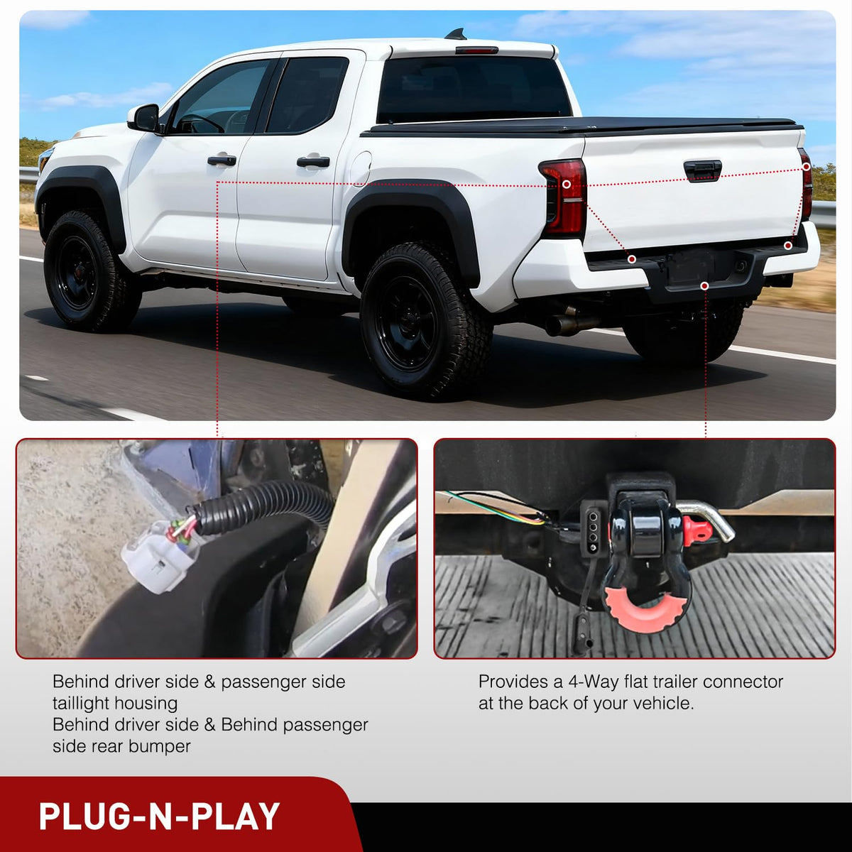 Nilight harness installed under bumper providing clean storage benefit