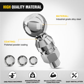 Nilight picture of ball with zinc-plated hex nut and helical lock washer for secure install