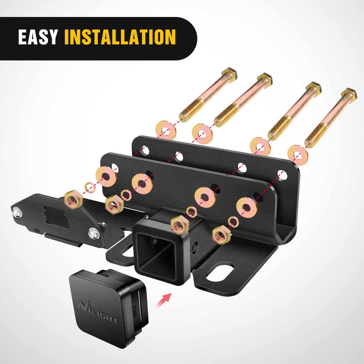 Nilight hardware and brackets laid out showing complete kit benefit