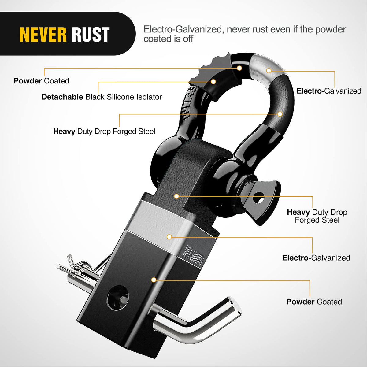 Nilight hitch receiver installed in a vehicle 2-inch receiver showing secure attachment benefit