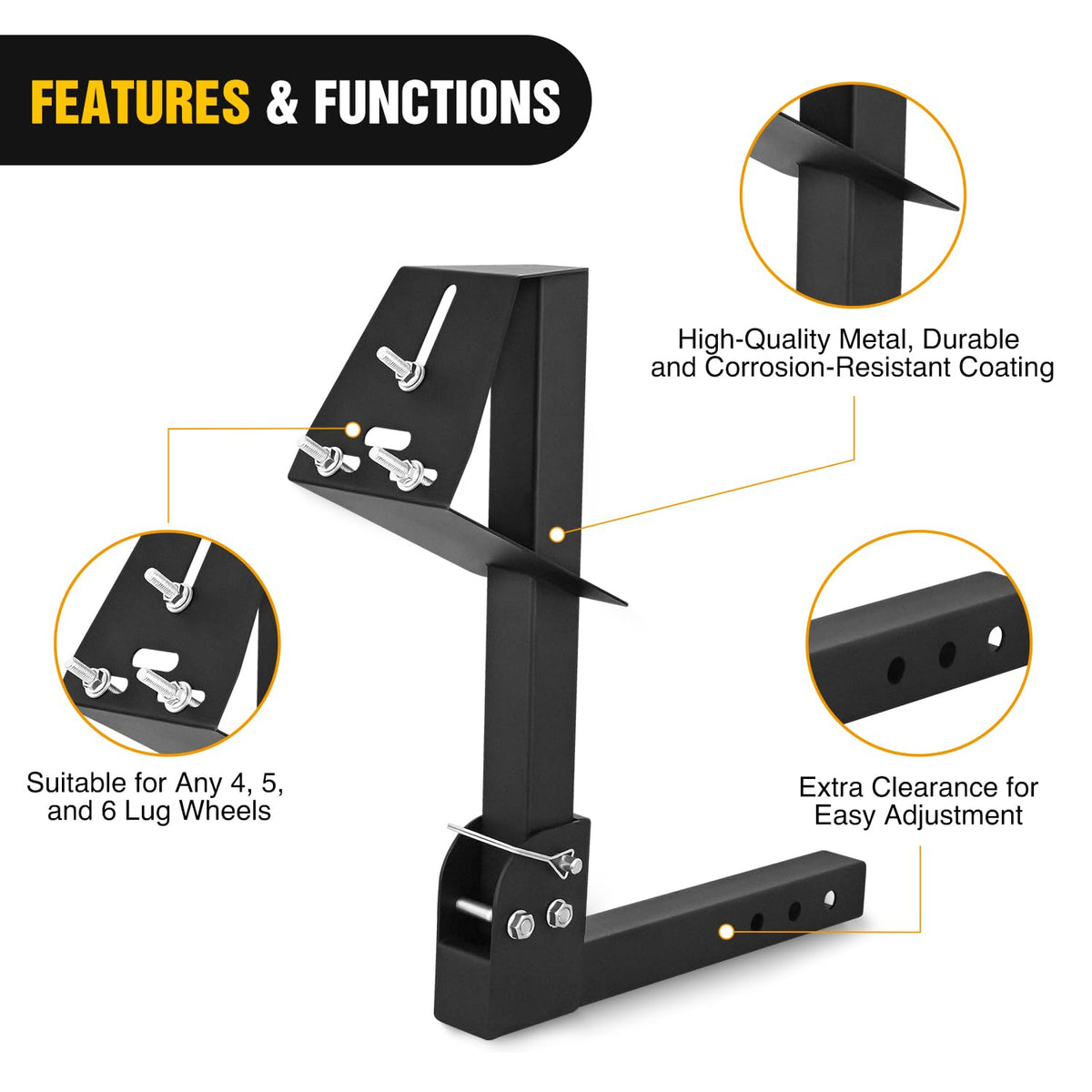 Nilight hitch lock detail highlighting solid-steel construction and theft deterrence
