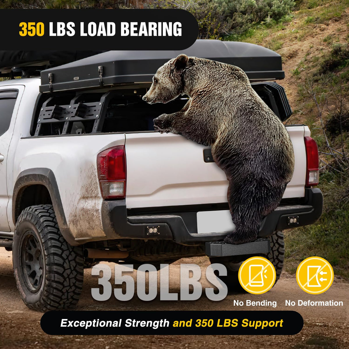 Nilight graphic showing 350 lb capacity label confirming load-bearing benefit