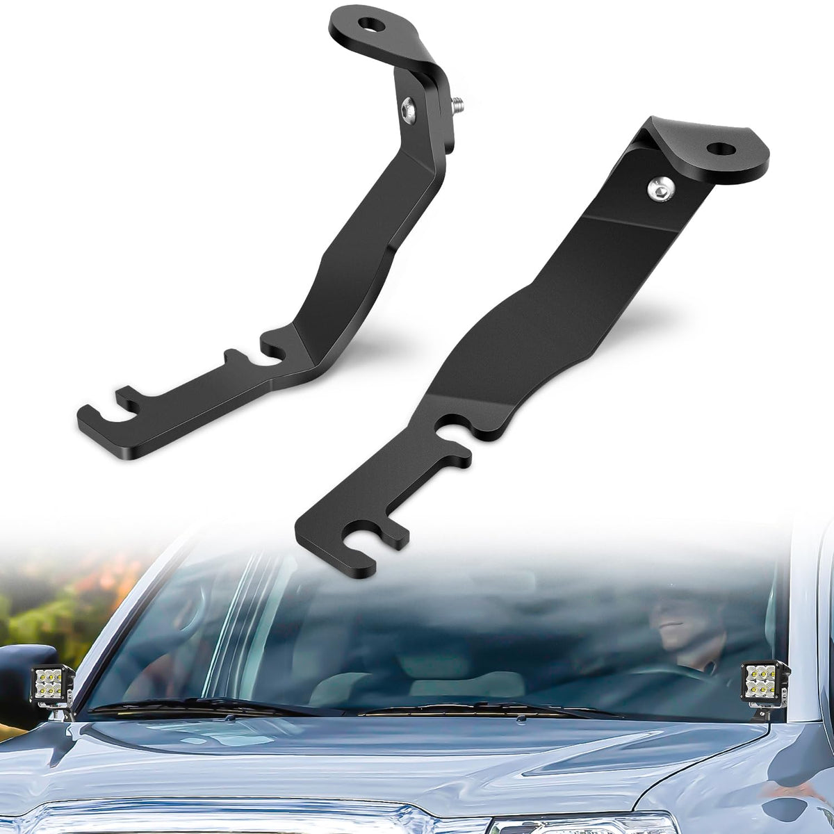 Nilight front view bracket on hood showing secure fit and easy install