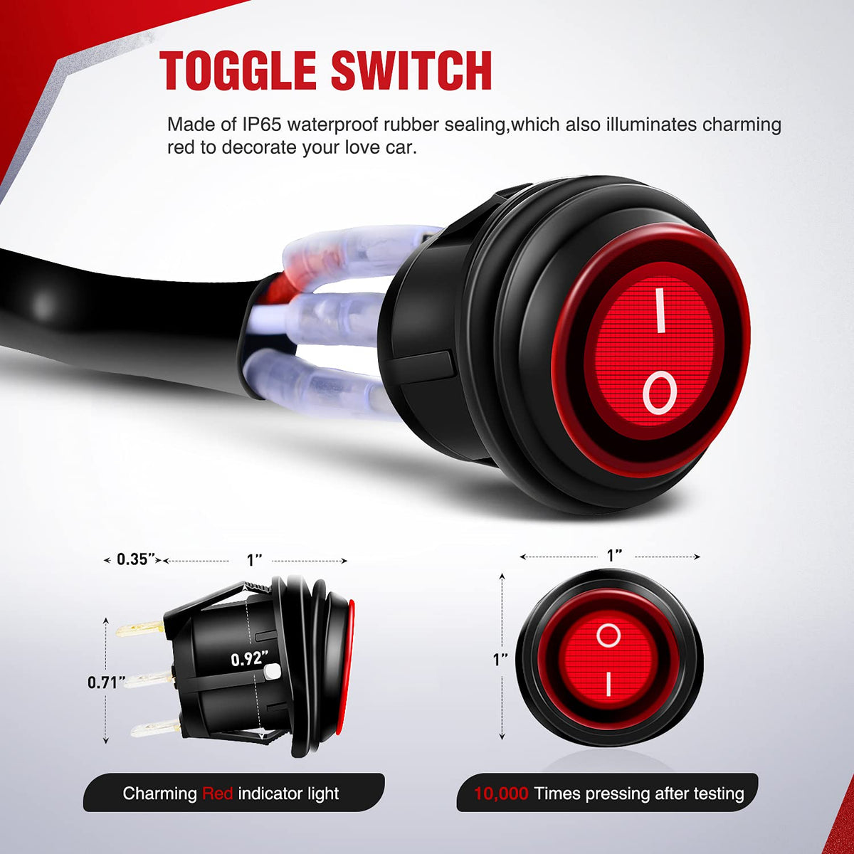 Nilight illuminated rocker switch lit red for clear night operation