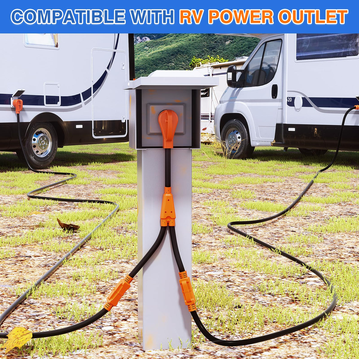 Nilight in use at RV pedestal enabling shared campground power