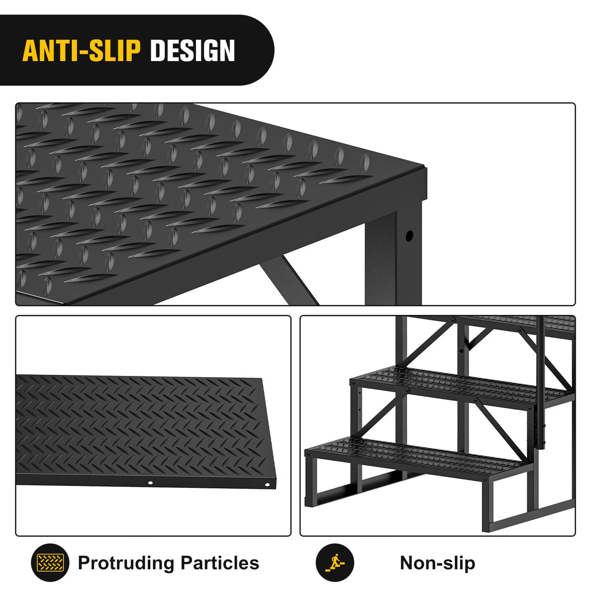 Nilight stairs in use at camper entry providing safe access