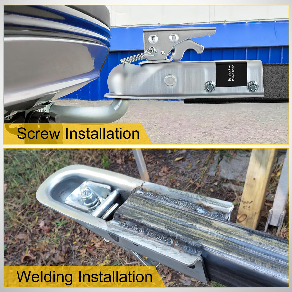 Nilight coupler attached to trailer in use improving connection security