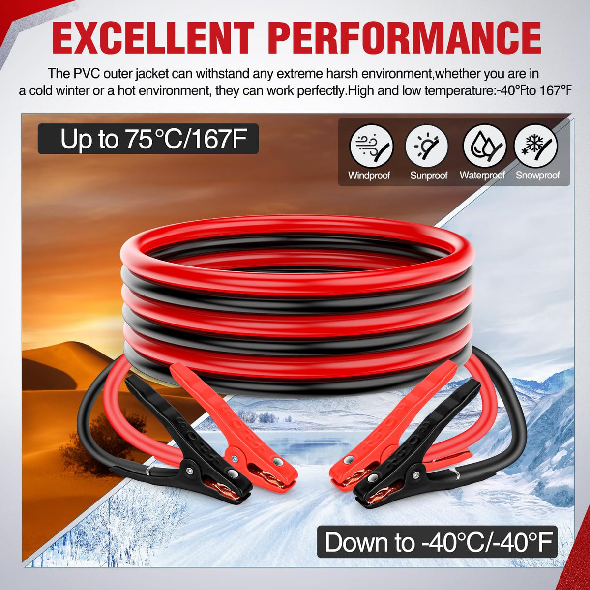 Nilight jumper cables in use between two cars demonstrating reliable emergency starting