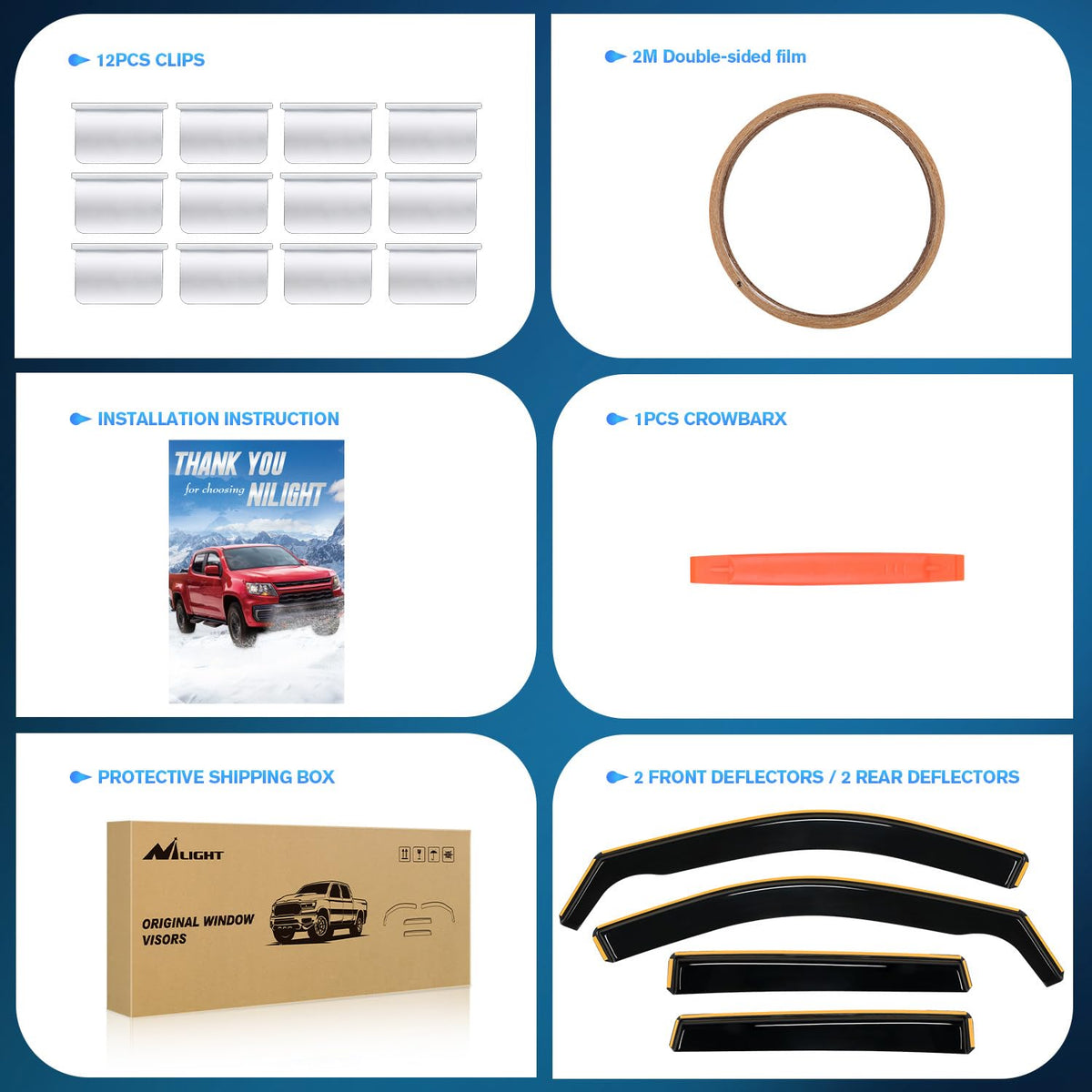Nilight included hardware display with clips tape crowbar for quick install