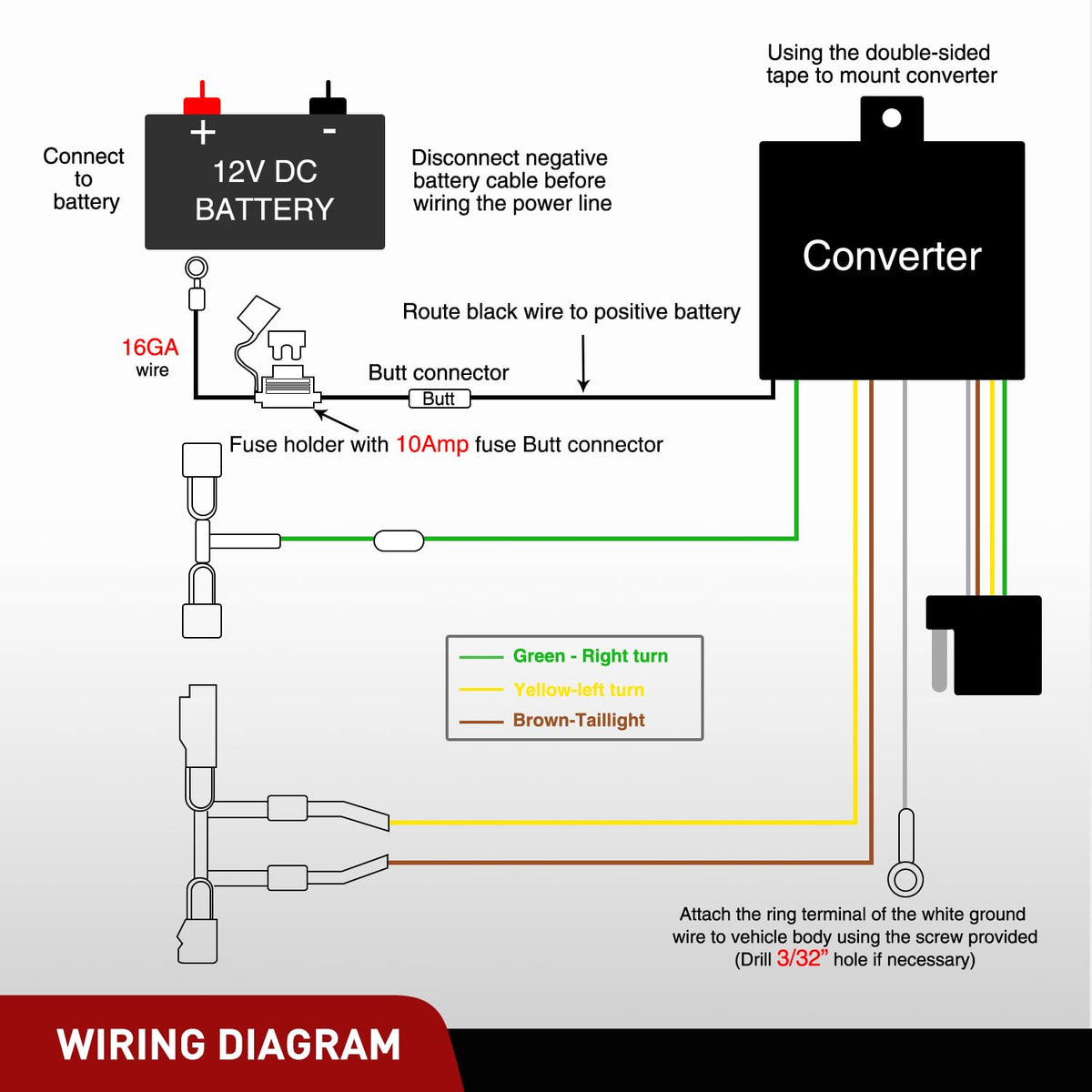 Nilight included hardware layout with zip ties and fuse for complete install