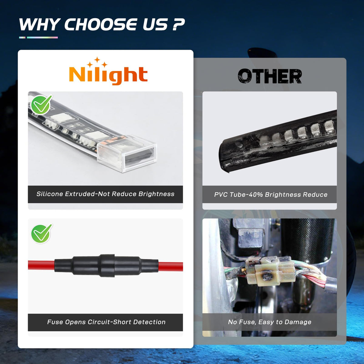 Nilight adhesive-backed strip peeled showing easy peel-and-stick installation convenience