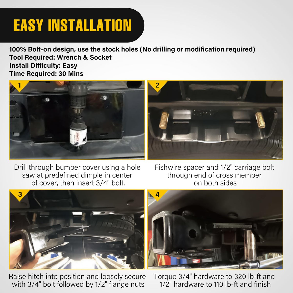 Nilight installation hardware laid out with instructions for fast, drill-free fit