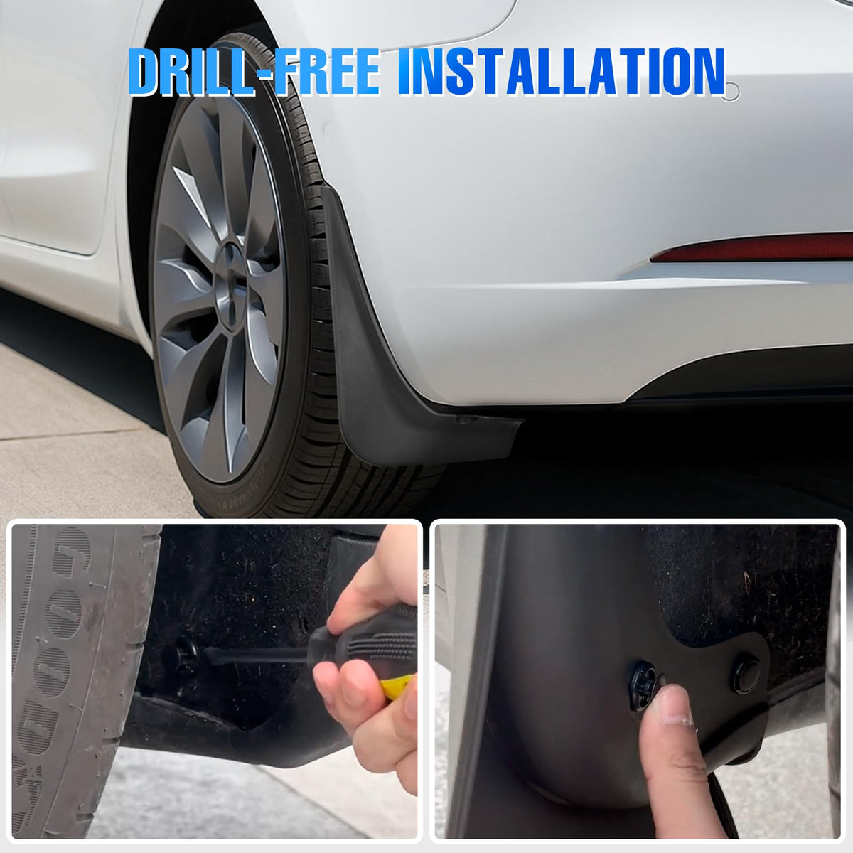Nilight installation hardware laid out to show easy no-drill attachment for Model 3