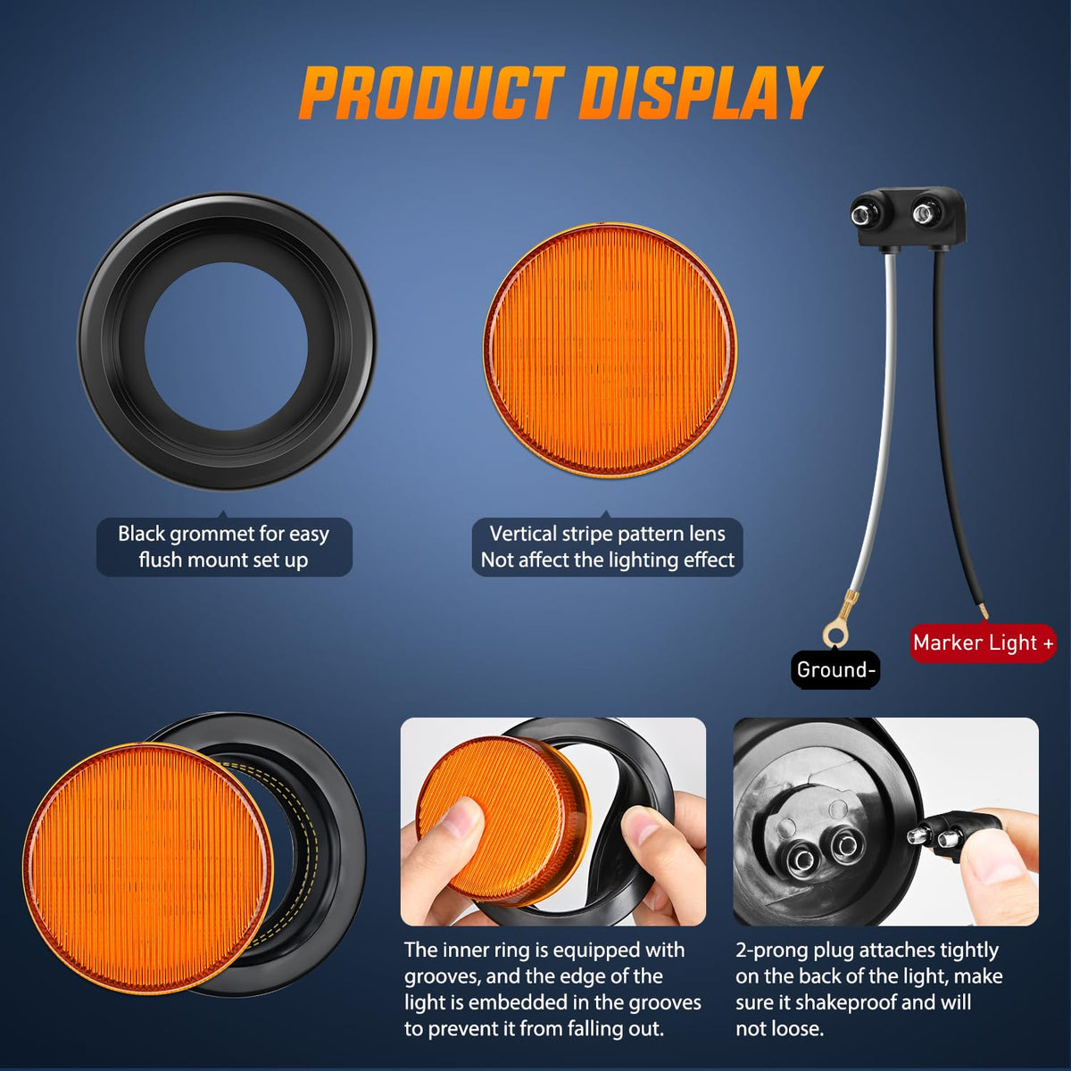 Nilight rubber grommet in mounting hole illustrating secure sealed installation