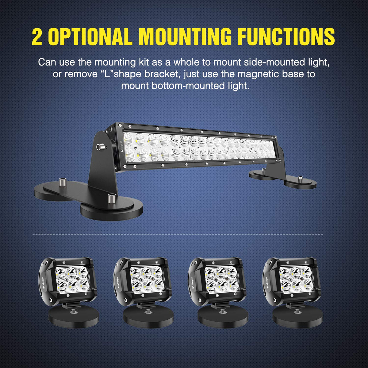 Nilight installation on hood showing quick drill-free mounting