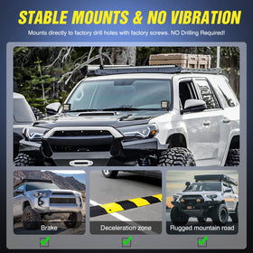 Nilight brackets installed on Toyota 4Runner hood showing clean factory-bolt integration