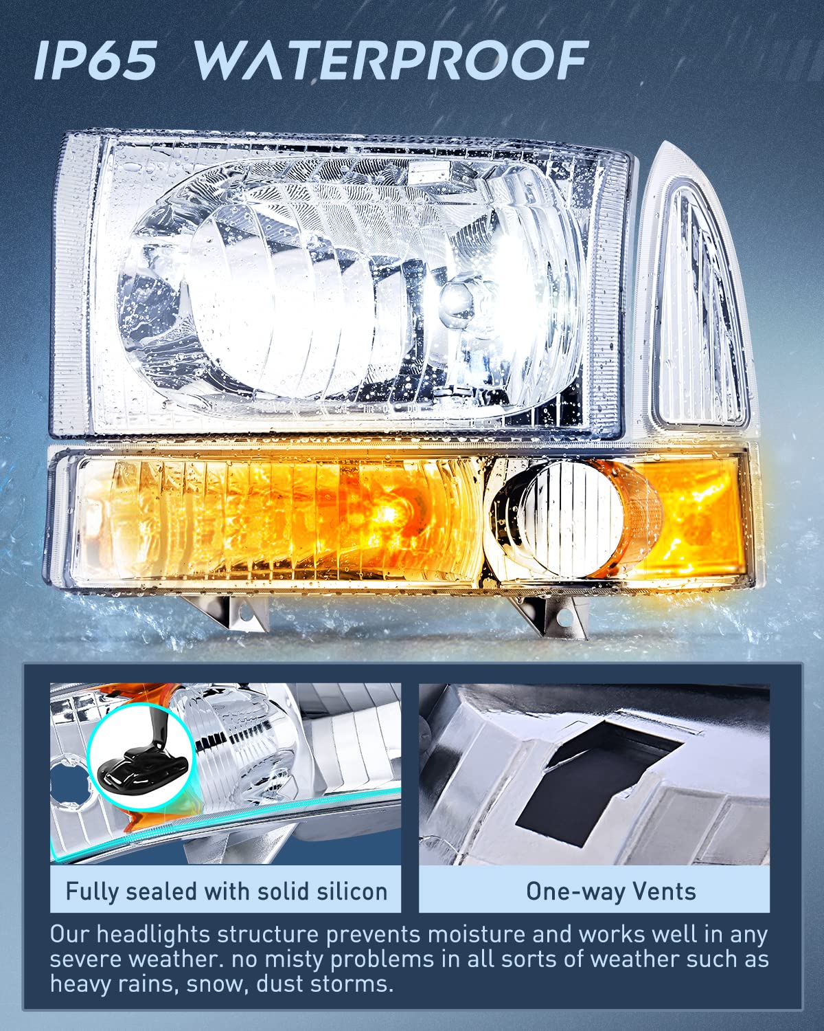 Nilight headlights installed on F350 front view demonstrating direct-fit replacement