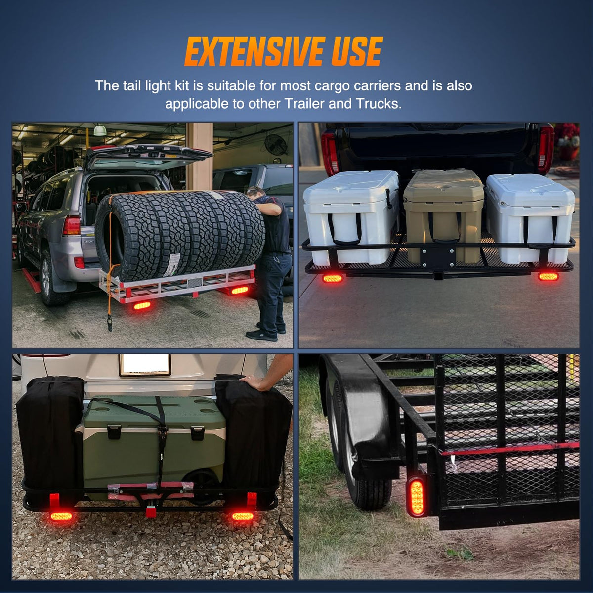 Nilight tail lights installed on hitch cargo carrier showing improved visibility benefit