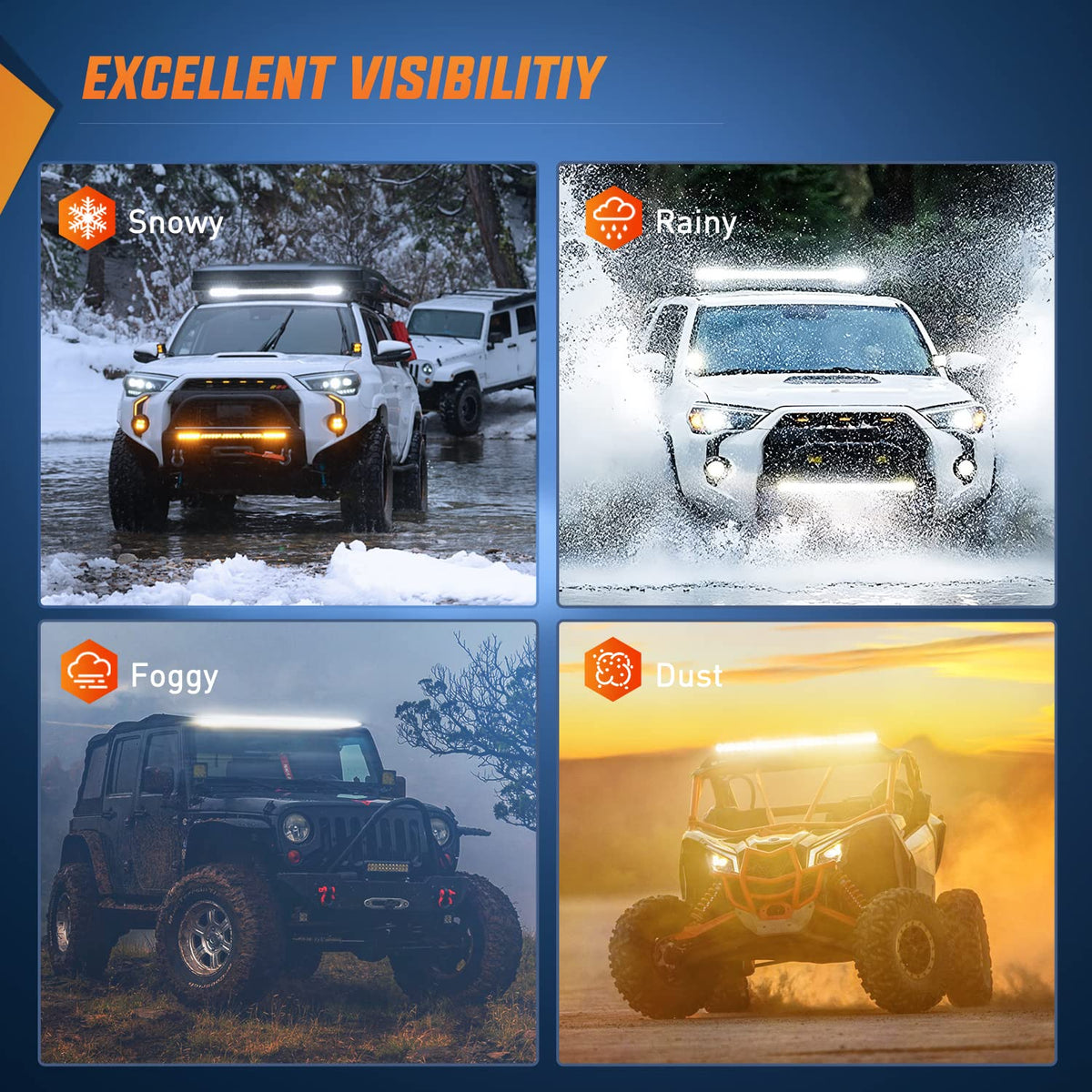 Nilight mounted on Jeep roof improving night trail visibility