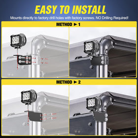 Nilight pods mounted on Polaris Ranger rear roof demonstrating bolt-on compatibility