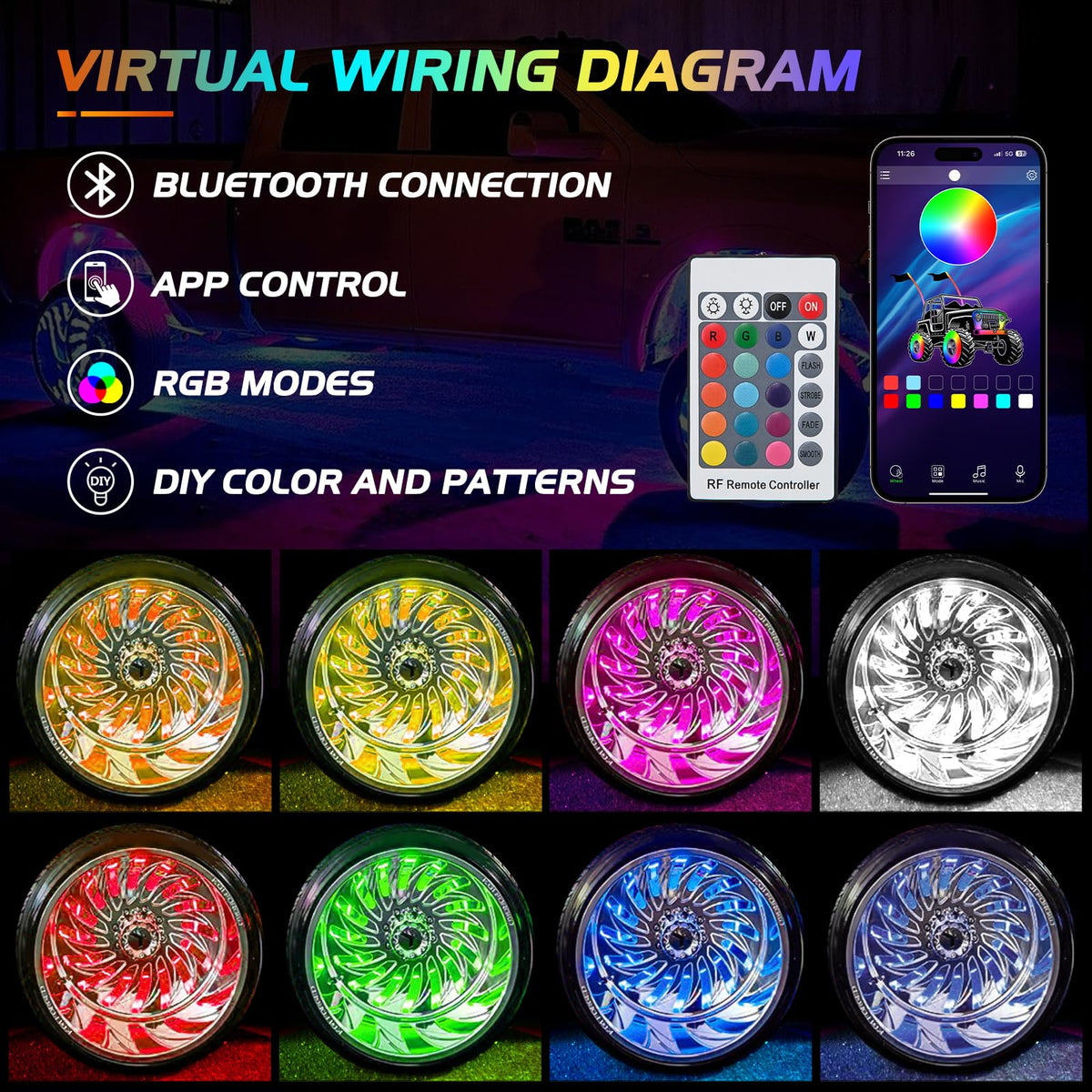 Nilight installed on rim action shot demonstrating dynamic patterns for visibility