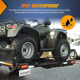 Nilight light box installed on trailer rear frame showing bolt-on welding option for stability